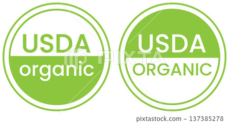 USDA organic certification stamps showing commitment to organic farming and food standards USDA organic certification stamps showing commitment to organic farming and food standards 137385278
