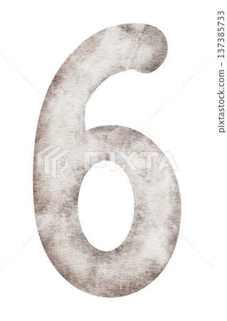 Watercolor beige number six. Hand painted illustration isolated on background. Elements for creative children design, sticker, invitation, save the date card. Watercolor beige number six. Hand painted illustration isolated on background. Elements for creative children design, sticker, invitation, save the date card. 137385733