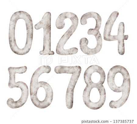Watercolor illustration collection of beige numbers From one to nine and zero. Hand painted illustration isolated on background. Elements for creative children design, sticker, invitation, save the Watercolor illustration collection of beige numbers From one to nine and zero. Hand painted illustration isolated on background. Elements for creative children design, sticker, invitation, save the 137385737