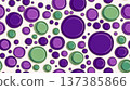 Vibrant purple and green abstract geometric circle pattern for design and decor 137385866