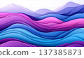 Vivid abstract landscape of multicolored curves and layers in blue, pink, and lilac colors 137385873