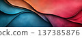 Colorful orange, lilac, and blue leather texture with layered waves 137385876
