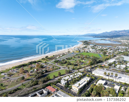 Aerial view of Carpinteria, small seaside city in southeastern Santa Barbara County, Californi Aerial view of Carpinteria, small seaside city in southeastern Santa Barbara County, Californi 137386202