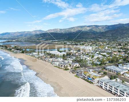 Aerial view of Carpinteria, small seaside city in southeastern Santa Barbara County, Californi Aerial view of Carpinteria, small seaside city in southeastern Santa Barbara County, Californi 137386203