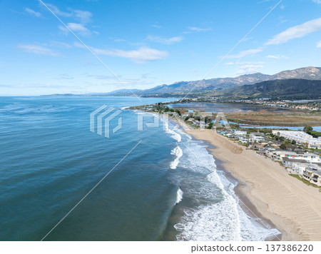 Aerial view of Carpinteria, small seaside city in southeastern Santa Barbara County, Californi Aerial view of Carpinteria, small seaside city in southeastern Santa Barbara County, Californi 137386220