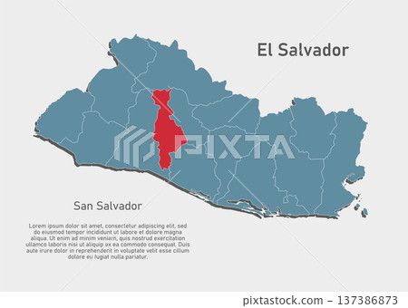 Vector map of El Salvador, San Salvador Department 137386873