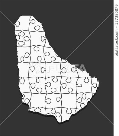 Creative map of Barbados from white puzzle, jigsaw 137386879