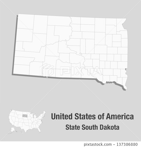 Detailed vector map of the USA, State South Dakota 137386880