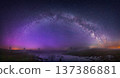 Night landscape panorama with Milky way galaxy 137386881
