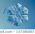 Natural snowflake crystal in blue background 137386883
