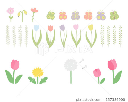 春花與小鳥插畫集 137386900