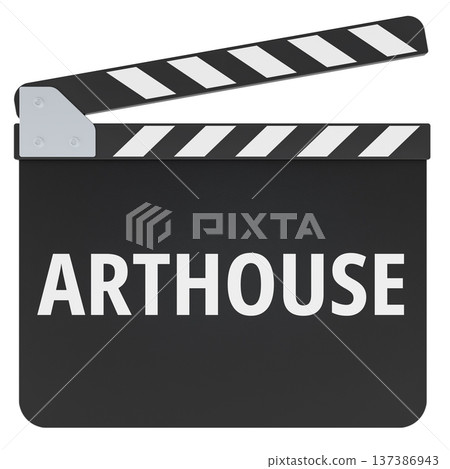 Arthouse, cinema clapperboard. 3D rendering Arthouse, cinema clapperboard. 3D rendering 137386943