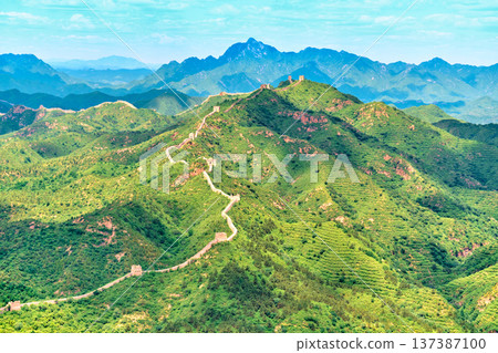 Simatai section of the Great Wall of China on a clear summer sunny day Simatai section of the Great Wall of China on a clear summer sunny day 137387100