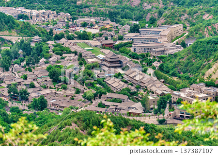 View of the water city of Gubei from the height of the Great Wall of China 137387107