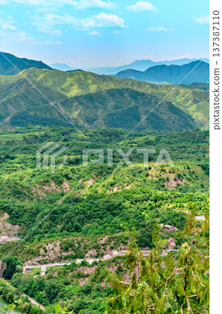 View of the water city of Gubei from the height of the Great Wall of China 137387110