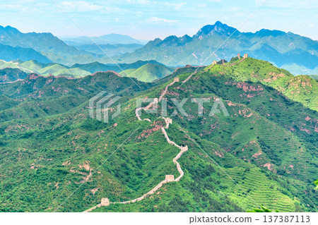 Simatai section of the Great Wall of China on a clear summer sunny day Simatai section of the Great Wall of China on a clear summer sunny day 137387113
