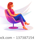Woman sitting in modern chair relaxing or waiting 137387154