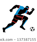 Football player running with ball and sports goggles 137387155
