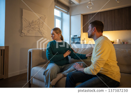Betrayed frustrated woman in family quarrel with cheating husband, love affair and manipulative lies Betrayed frustrated woman in family quarrel with cheating husband, love affair and manipulative lies 137387230
