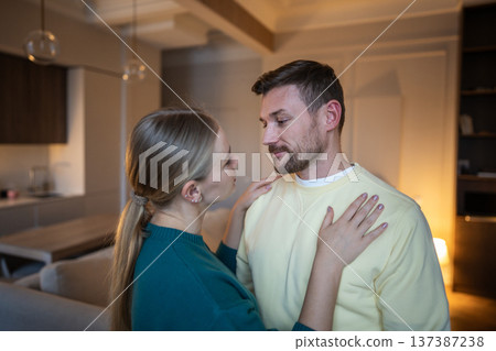 Suspicious wife and lying worried husband, long-term toxic relationships caused by lies and mistrust 137387238