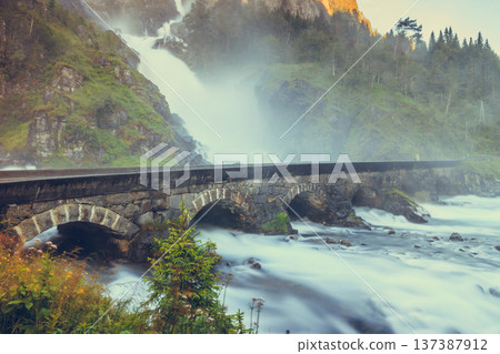 Latefossen waterfall in Norway Latefossen waterfall in Norway 137387912