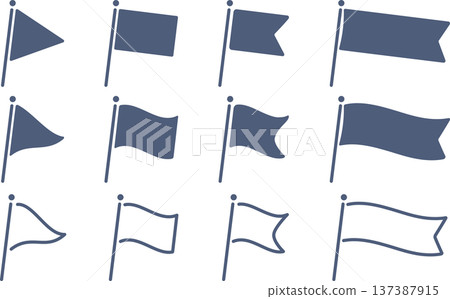 A set of four simple rounded navy blue flag variations A set of four simple rounded navy blue flag variations 137387915