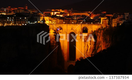 Ronda town with old bridge, Andalusia, Spain. Ronda town with old bridge, Andalusia, Spain. 137387934