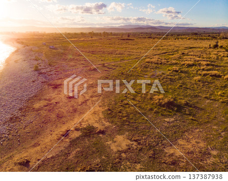 Aerial view. Shoreline sea coast in Spain. Aerial view. Shoreline sea coast in Spain. 137387938