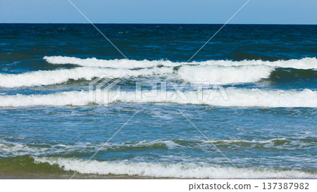 Sea with waves, seaside caputred in summer Sea with waves, seaside caputred in summer 137387982