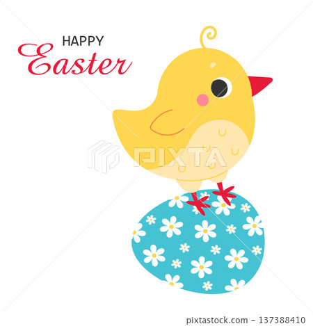 Cute cartoon chick. Easter design. Isolated on a white background. Vector flat illustration Cute cartoon chick. Easter design. Isolated on a white background. Vector flat illustration 137388410