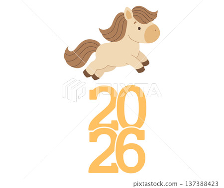 New year symbol design horse and numbers 2026. Happy New Year. Vector illustration in flat style. New year symbol design horse and numbers 2026. Happy New Year. Vector illustration in flat style. 137388423