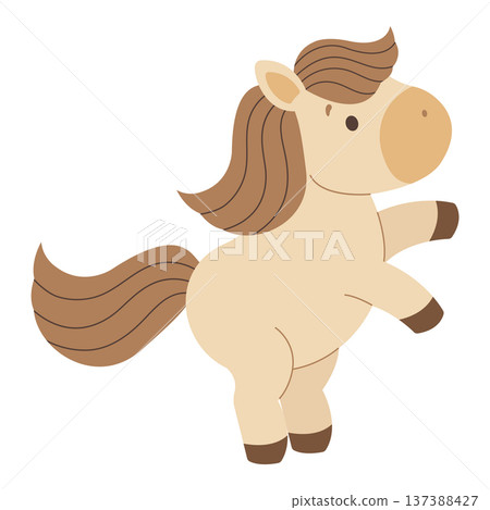 Cute cartoon horse. Symbol of year 2026. Isolated white background. Vector illustration. 137388427