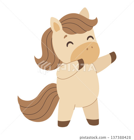 Cute cartoon horse. Symbol of year 2026. Isolated white background. Vector illustration. Cute cartoon horse. Symbol of year 2026. Isolated white background. Vector illustration. 137388428