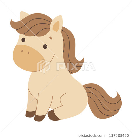 Cute cartoon horse. Symbol of year 2026. Isolated white background. Vector illustration. Cute cartoon horse. Symbol of year 2026. Isolated white background. Vector illustration. 137388430