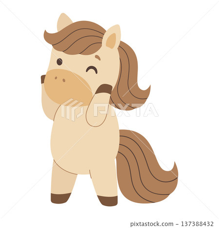 Cute cartoon horse. Symbol of year 2026. Isolated white background. Vector illustration. Cute cartoon horse. Symbol of year 2026. Isolated white background. Vector illustration. 137388432