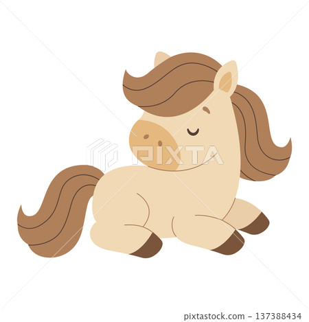 Cute cartoon horse. Symbol of year 2026. Isolated white background. Vector illustration. Cute cartoon horse. Symbol of year 2026. Isolated white background. Vector illustration. 137388434