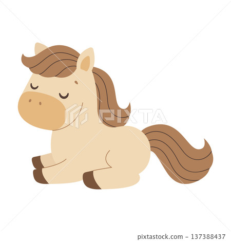 Cute cartoon horse. Symbol of year 2026. Isolated white background. Vector illustration. Cute cartoon horse. Symbol of year 2026. Isolated white background. Vector illustration. 137388437