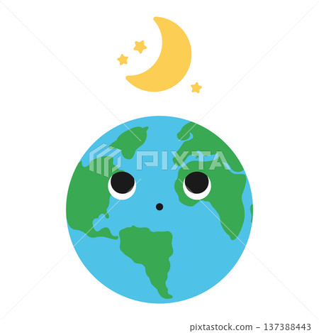 Cute planet Earth and moon. Vector flat illustration isolated on a white background Cute planet Earth and moon. Vector flat illustration isolated on a white background 137388443