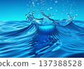 藍色水面上的漣漪和光線折射，抽象的水紋理 137388528