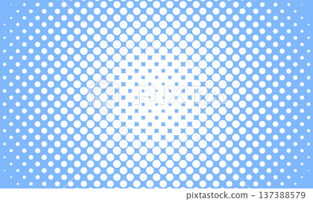 Blue background with halftone dots with a bright center spreading out in a circle Blue background with halftone dots with a bright center spreading out in a circle 137388579