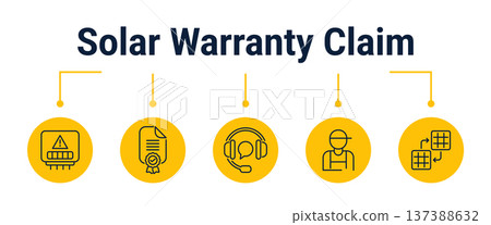 Solar warranty claim and service request workflow icons 137388632