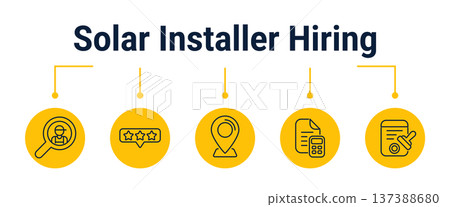 Solar installer hiring and contractor selection workflow icons 137388680