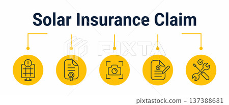 Solar insurance claim and repair approval workflow icons 137388681