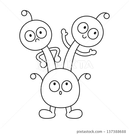 Cute cartoon monster. Coloring page. Outline vector illustrations isolated on a white background 137388688