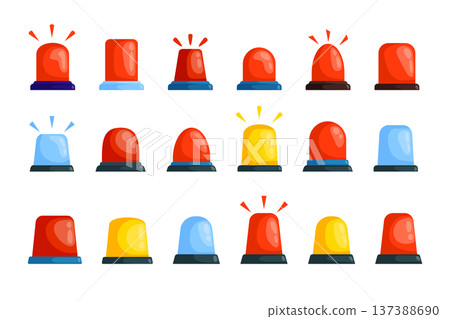 Emergency Siren Alarm Light Icons Set Vector Emergency Siren Alarm Light Icons Set Vector 137388690