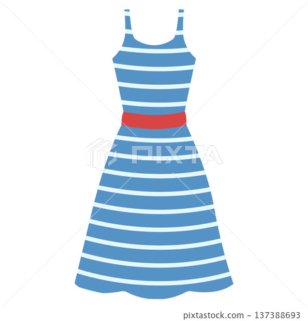 Striped dress. Summer clothing design. Flat-style vector illustration isolated on a white background 137388693