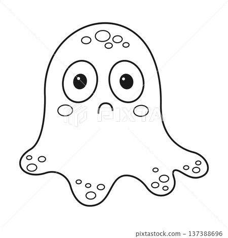Cute cartoon monster. Coloring page. Outline vector illustrations isolated on a white background Cute cartoon monster. Coloring page. Outline vector illustrations isolated on a white background 137388696