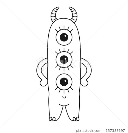 Cute cartoon monster. Coloring page. Outline vector illustrations isolated on a white background 137388697