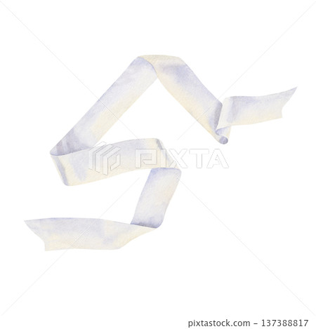 Long flowing linen ribbon cloth with soft folds. Minimal neutral textile watercolor clipart isolated on white background for Easter compositions, religious design, invitations, packaging, branding Long flowing linen ribbon cloth with soft folds. Minimal neutral textile watercolor clipart isolated on white background for Easter compositions, religious design, invitations, packaging, branding 137388817