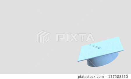 Light Blue Graduation Cap Isolated on Gray Background 3d render. 137388820